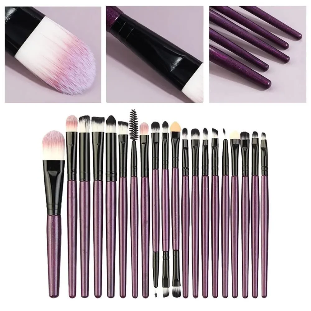 20 Pieces Purple Proffesional Cosmetics For Face Makeup Brushes Set